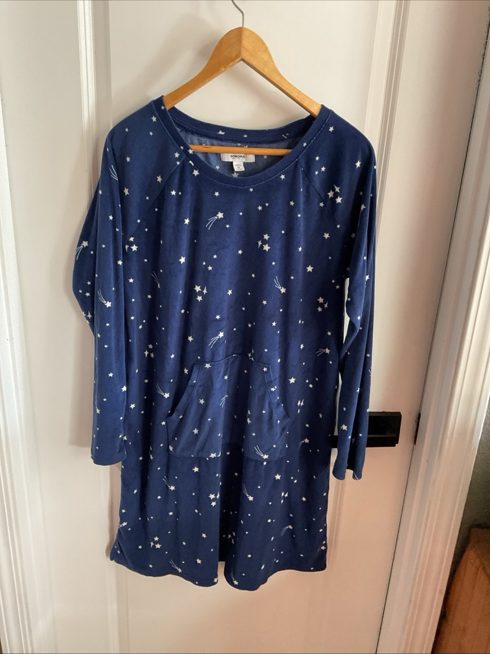 Sonoma Sleepwear - Navy Star & Comet Print Pullover Nightgown - Ladies Size Med
